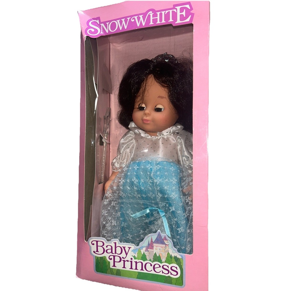 RARE‎ 1988 Snow White Baby Princess 14" Vinyl Poseable Doll Rooted Hair MagicWan